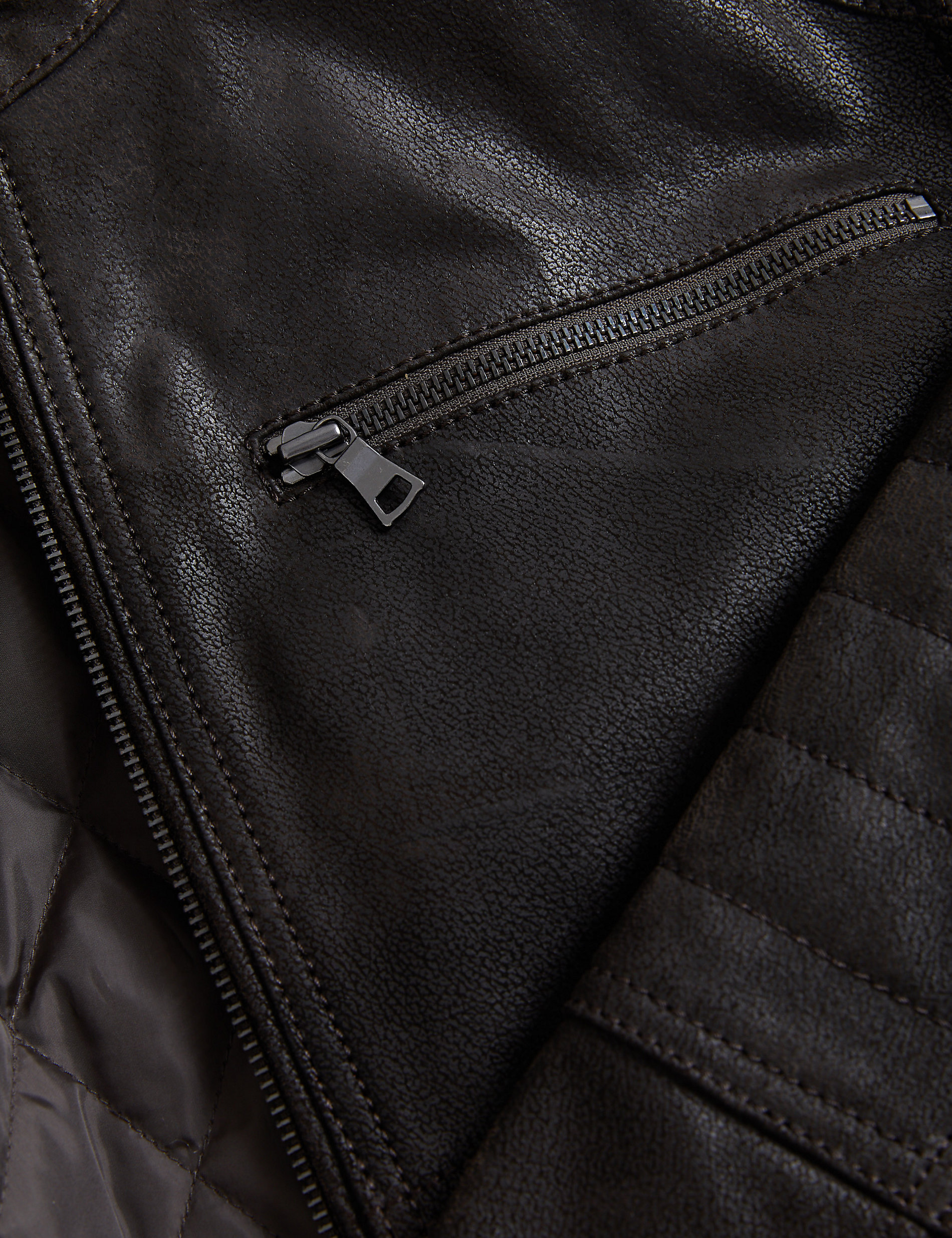 Leather Double Collar Utility Jacket