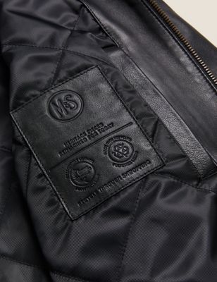 M&S Originals Mens Leather Aviator Jacket
