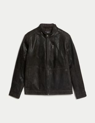 Double Collar Quilted Leather Jacket