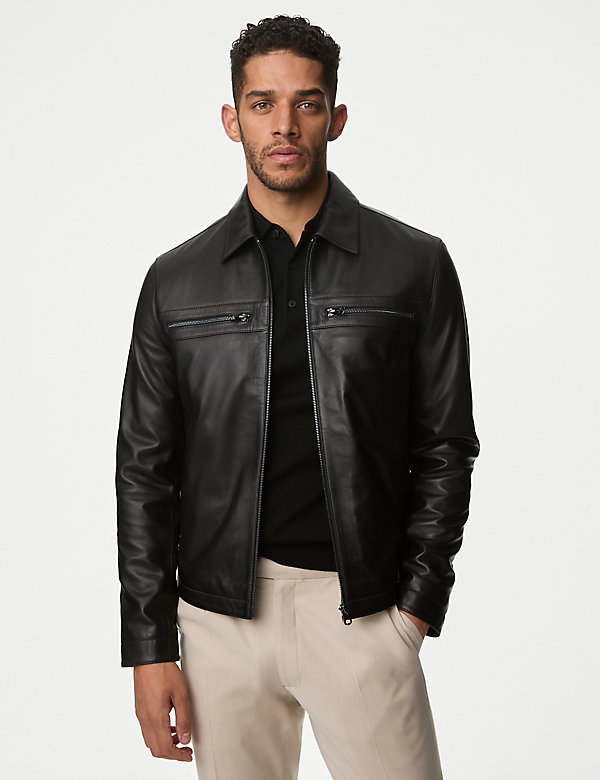 Leather Harrington Jacket - DK