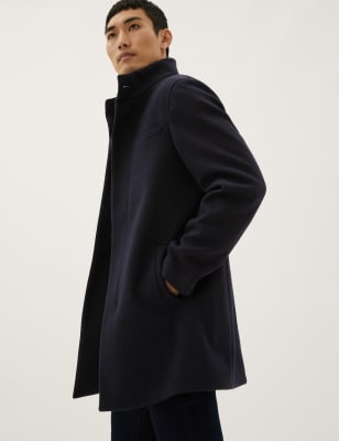 Mens funnel store neck overcoat