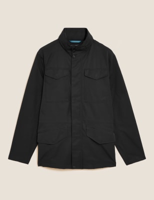 

Mens Autograph Mantel mit hohem Baumwollanteil, Kapuze und Stormwear™ - Black, Black