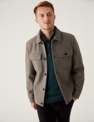 

Mens M&S Collection Smart Shacket - Oatmeal, Oatmeal