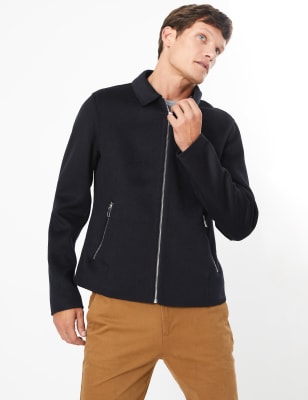Veste Harrington en laine effet peign&eacute;