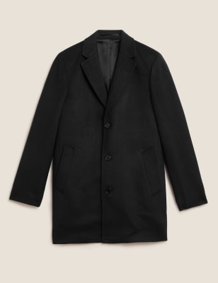 

Mens M&S Collection Wool Blend Revere Overcoat - Black, Black