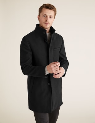 Mens funnel neck sales overcoat