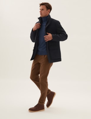 

Mens M&S Collection Wool Rich Utility Coat - Mid Blue/Navy, Mid Blue/Navy