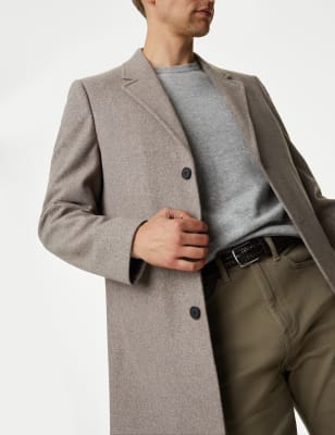 

Mens M&S Collection Revere Overcoat - Oatmeal, Oatmeal