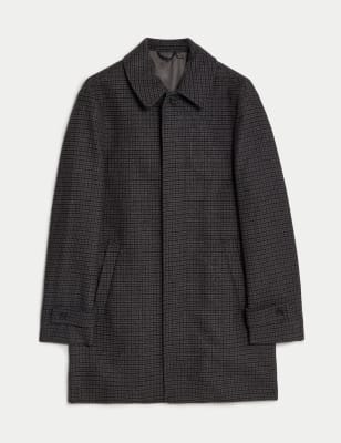 Wool Blend Dogtooth Car Coat