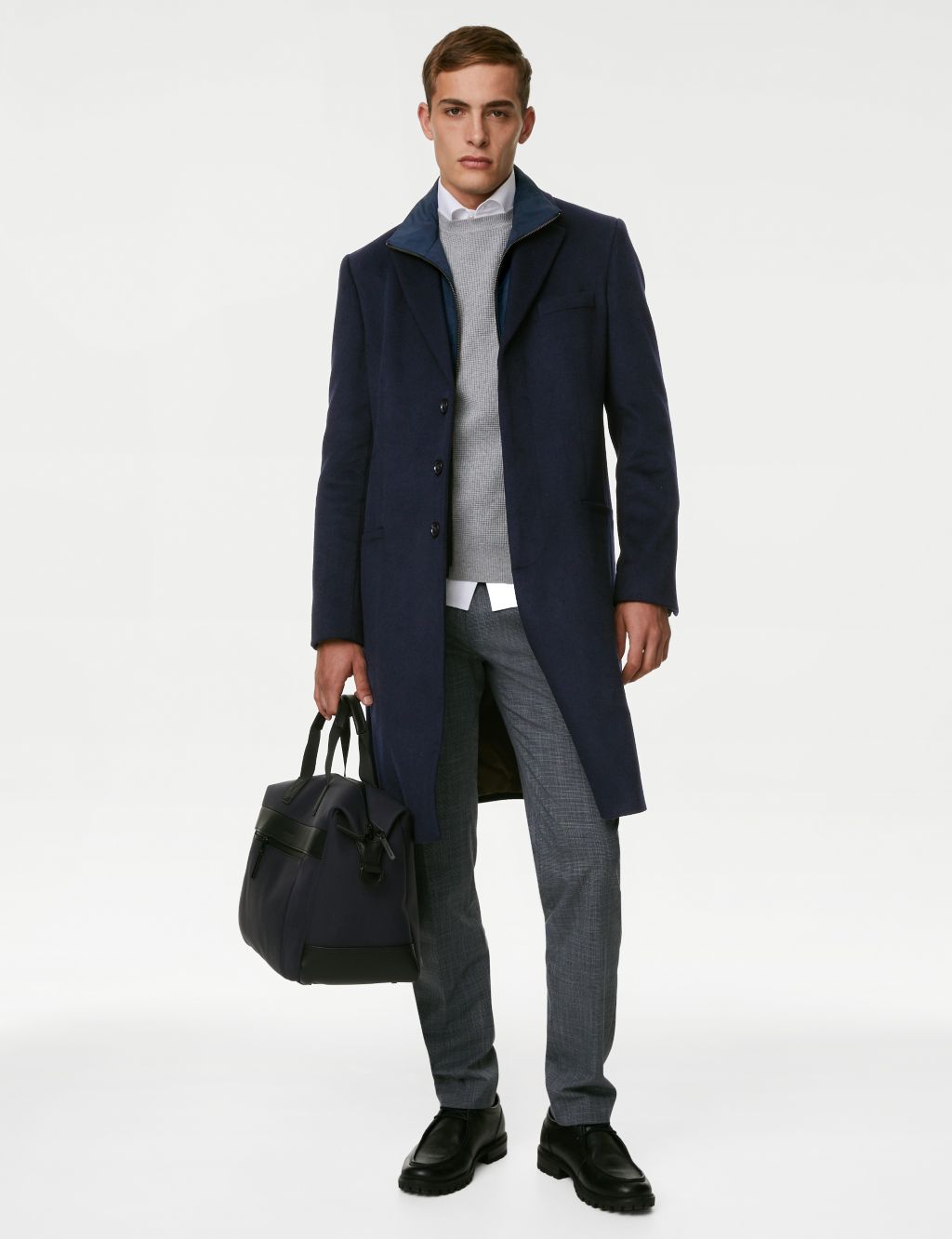 Wool Blend Removable Collar Overcoat image 1