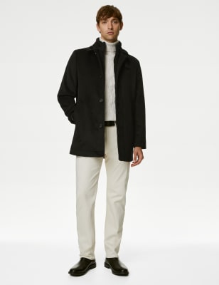 

Mens M&S Collection Jacke aus Wollmischgewebe mit doppeltem Kragen - Black, Black