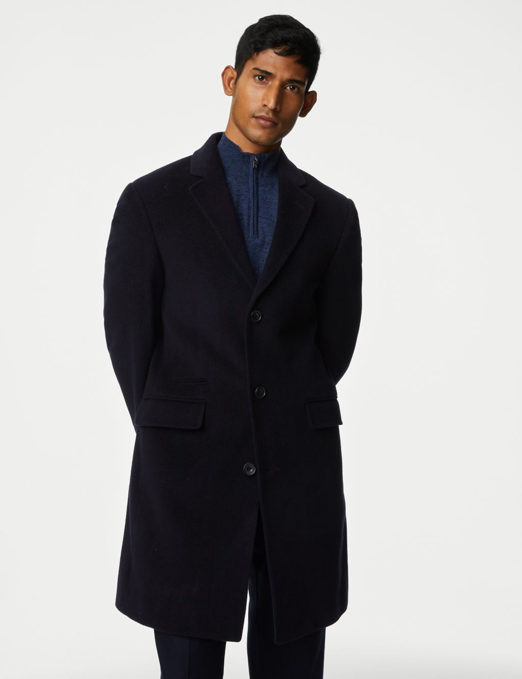 Wool Rich Revere Overcoat with Cashmere image 3