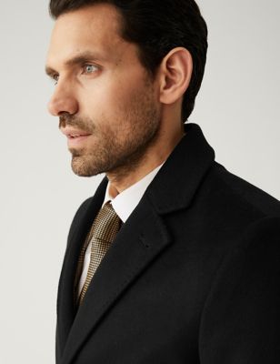 Italian Wool Revere Overcoat with Cashmere | M&S RS