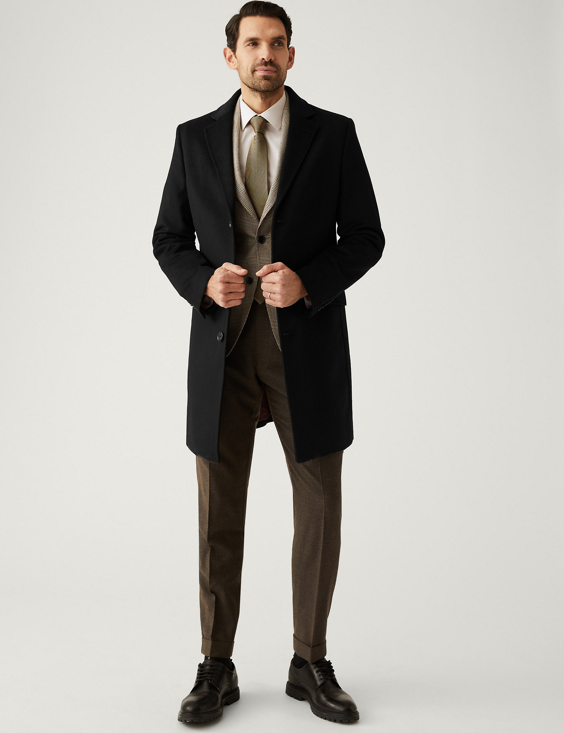 Italian Wool Revere Overcoat with Cashmere