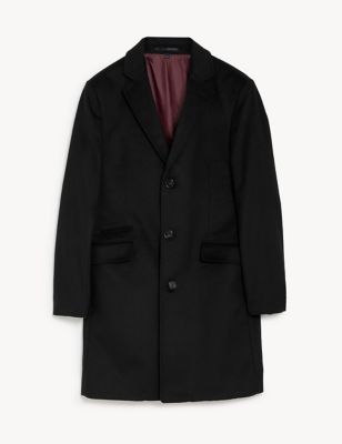 M&S Mens Italian Wool Revere Overcoat with Cashmere