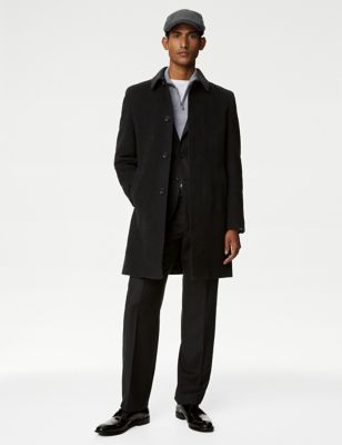 

Mens M&S SARTORIAL Wool Rich Overcoat with Cashmere - Charcoal, Charcoal