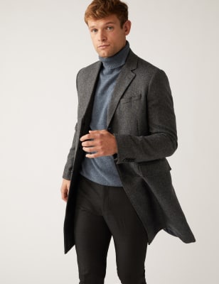 

Mens M&S Collection Pure Wool Overcoat - Grey Mix, Grey Mix