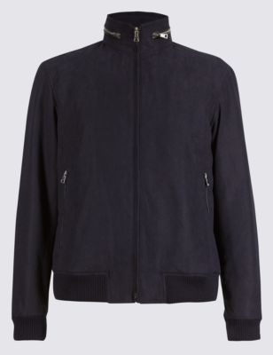 Faux Suede Bomber Jacket with Concealed Hood | Collezione | M&S