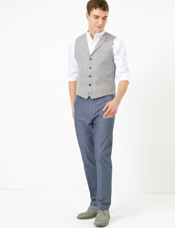 Slim Fit Checked Waistcoat