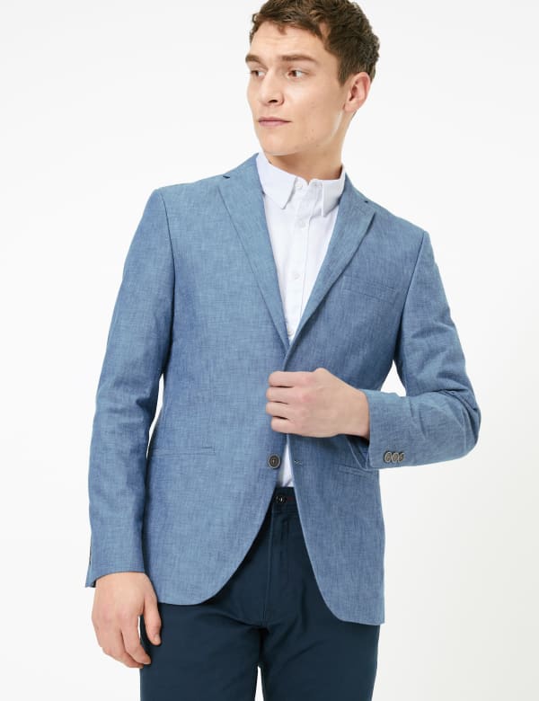 Slim Fit Cotton Chambray Jacket