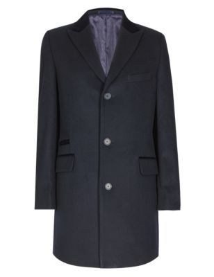 Wool Rich Velvet Collar Overcoat with Cashmere | Autograph | M&S