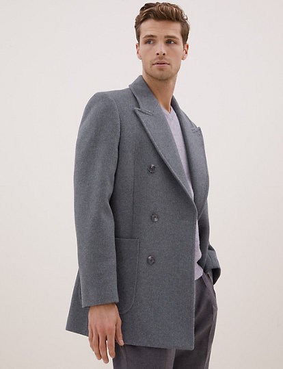 Wool Blend Double Breasted Overcoat