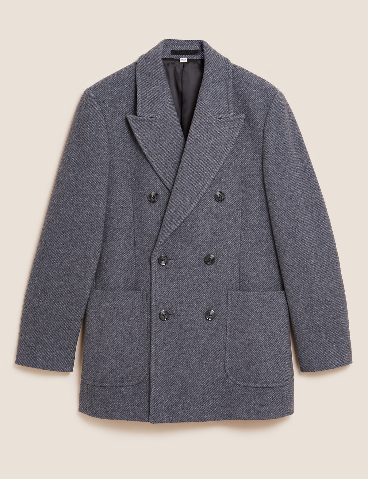 Wool Blend Double Breasted Overcoat