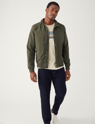 

Mens M&S Collection Bomber Jacket with Stormwear™ - Dark Khaki, Dark Khaki