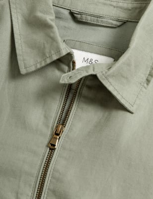 

M&S Collection Chaqueta Harrington con linoMens - Dark Sage, Dark Sage