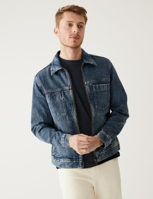 

Mens M&S Collection Denim Jacket - Med Blue Denim, Med Blue Denim