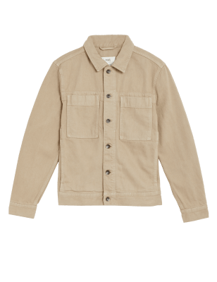 M&S Mens Denim Jacket - L - Light Stone, Light Stone,Indigo
