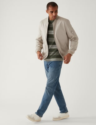 

Mens M&S Collection Bomberjacke mit hohem Baumwollanteil - Stone, Stone