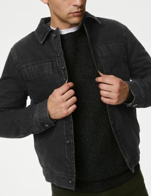 Borg denim jacket on sale black