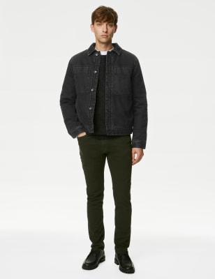 Black denim store borg lined jacket