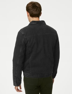 Black denim store borg lined jacket