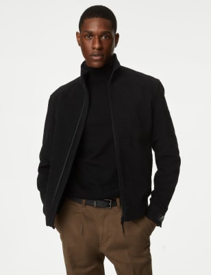 

Mens M&S Collection Moleskin Bomber Jacket - Black Mix, Black Mix