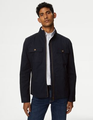 

Mens M&S Collection Cotton Rich Jacket with Stormwear™ - Navy, Navy