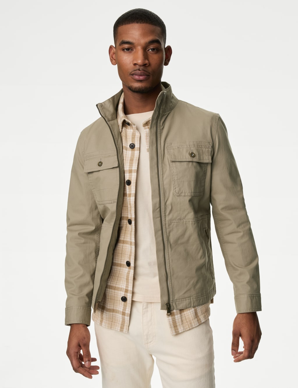 Regular Fit Utility Jacket - Light beige - Men