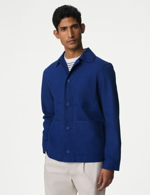 

Mens M&S Collection Pure Cotton Chore Jacket with Stormwear™ - Rich Blue, Rich Blue