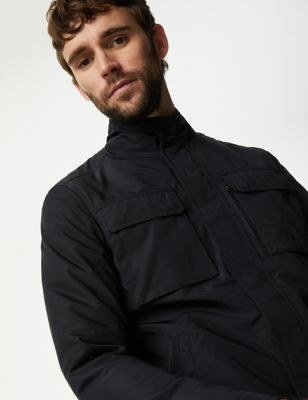 M&S Mens Utility Jacket with Stormwear - XLLNG - Black, Black,Grey