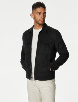 Faux Suede Harrington Jacket