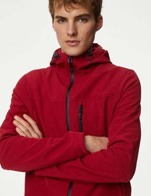 

Mens M&S Collection Softshell Hooded Jacket with Stormwear™ - Red, Red