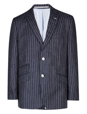 Pure Linen 2 Button Striped Jacket | M&S Collection Luxury | M&S