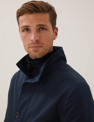 

Mens Autograph Regenmantel mit doppeltem Stehkragen - Navy, Navy