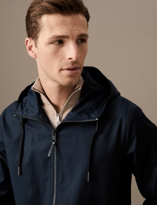 

Mens Autograph Regenjacke mit hohem Baumwollanteil, Kapuze und Stormwear™ - Dark Navy, Dark Navy