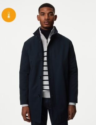 M&S Mens Mac with Stormwear - SREG - Dark Navy, Dark Navy,Black