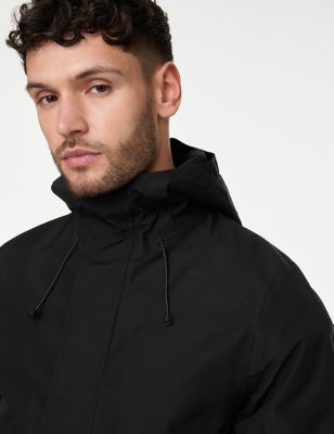 M&S Men's Waterproof Hooded Anorak with Stormwear - SREG - Black, Black