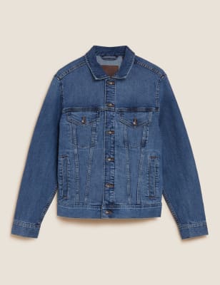 Men's Jean Sweatshirt Blue, Designer Denim Jacket, Practical Big