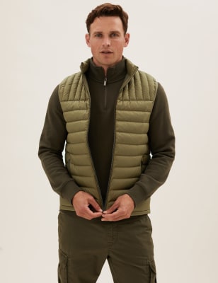 

Mens M&S Collection Feather and Down Recycled Gilet - Olive, Olive