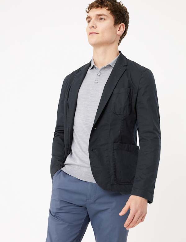 Slim Fit Cotton Utility Blazer